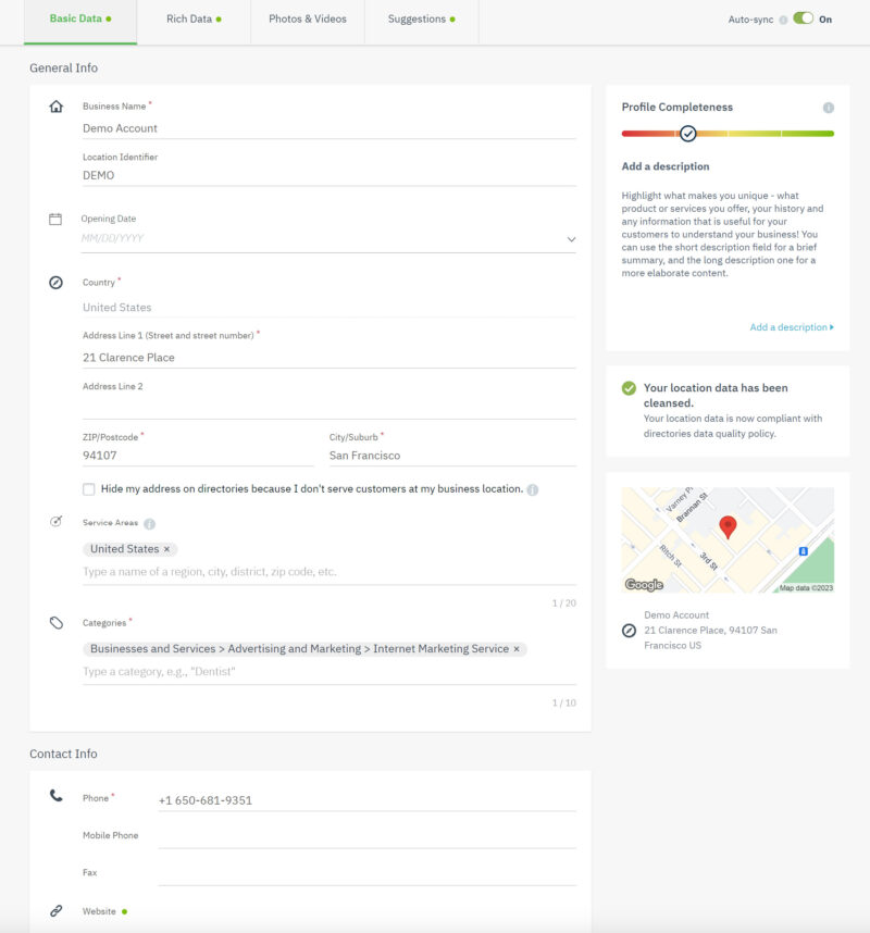 Solution Branding Directory Listings Profile