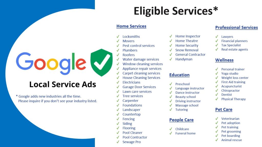 Google LSA Eligible Services